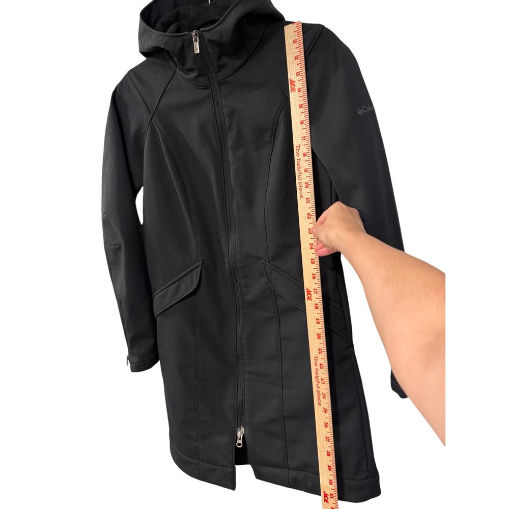 Columbia XS Soft Shell Hooded Rain Jacket $179 Waterproof Trench Coat Black NEW! - Picture 6 of 6